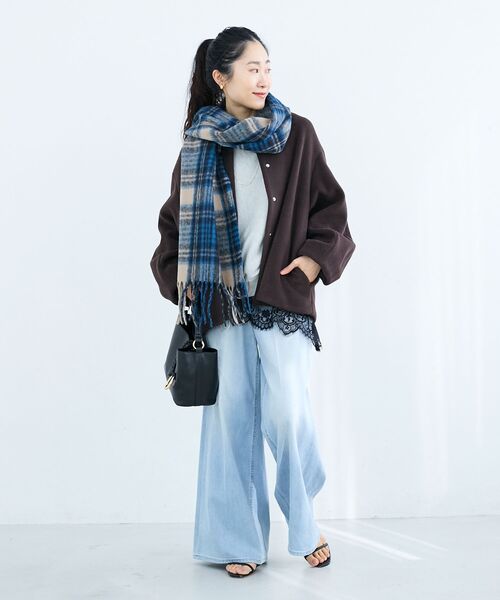 le.coeur blanc（ルクールブラン）の「チェック起毛ストール（ストール/ショール・レディース・パープル系その他2/ブルー系その他2・FREE）」の11枚目の写真