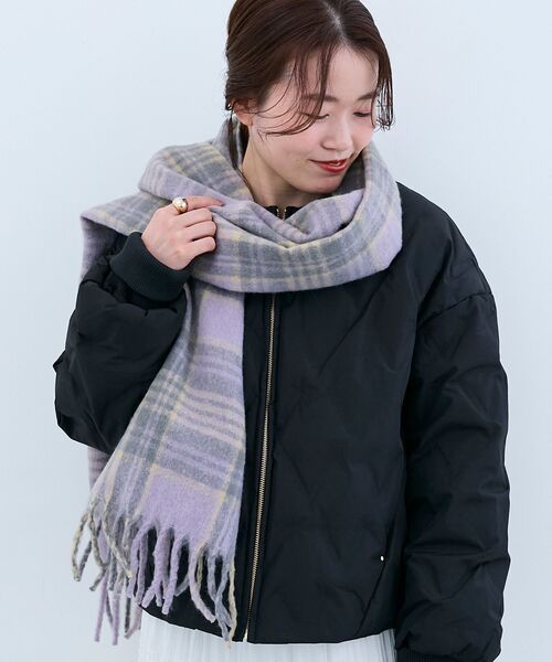 le.coeur blanc（ルクールブラン）の「チェック起毛ストール（ストール/ショール・レディース・パープル系その他2/ブルー系その他2・FREE）」の8枚目の写真