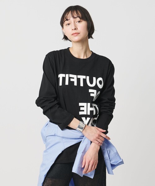 m's braque（エムズブラック）の「【別注】＜m’s braque＞OUTFIT OF THE DAY Tシャツ（Tシャツ/カットソー・レディース・ホワイト/ブラック・M）」の2枚目の写真