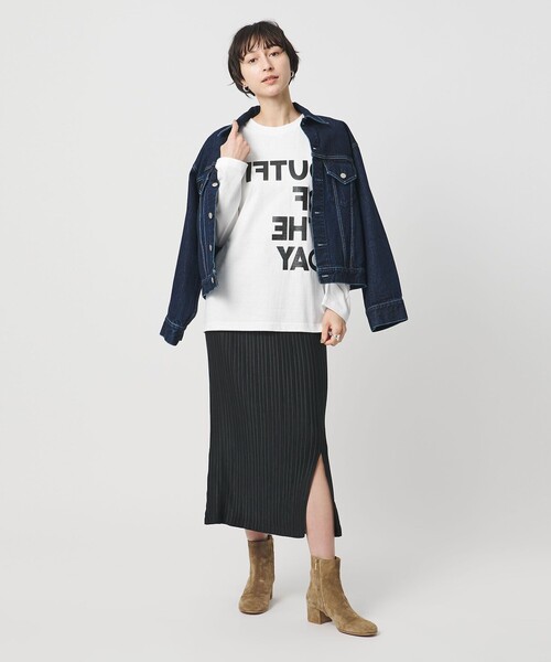 m's braque(エムズブラック)の「【別注】<m’s braque>OUTFIT OF THE DAY Tシャツ(Tシャツ/カットソー・レディース・ホワイト・M)」の2枚目の写真