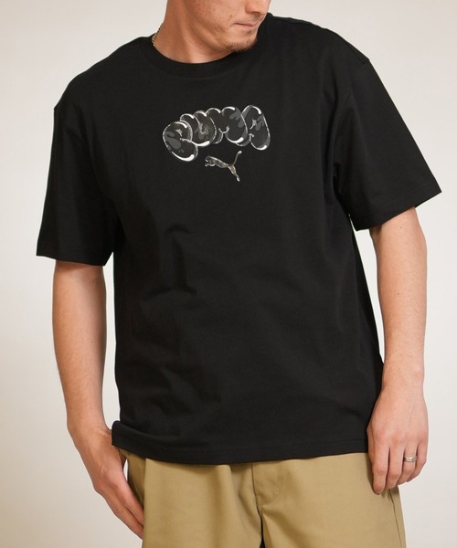PUMA(プーマ)の「PUMA/プーマ メンズ 半袖 Tシャツ ロゴ バルーンプリント 636798(Tシャツ/カットソー・メンズ・ブラック/ホワイト・XL/L/M)」の2枚目の写真