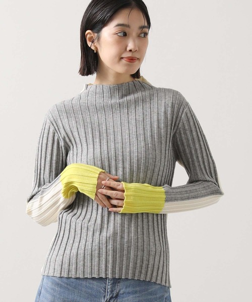 Gready Brilliant（グレディブリリアン）の「ウールリブトリコロールボトルネックニット（ニット/セーター・レディース・グレー系/ブラック系・FREE）」の2枚目の写真
