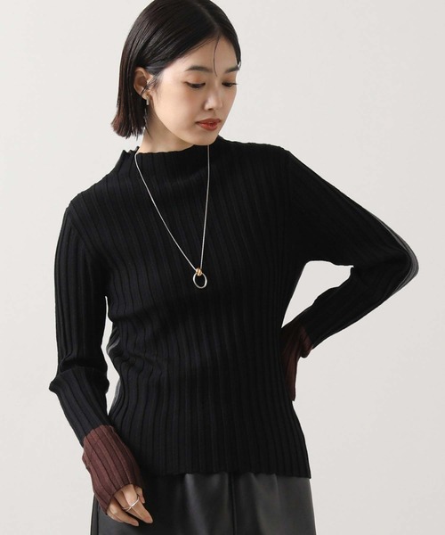 Gready Brilliant（グレディブリリアン）の「ウールリブトリコロールボトルネックニット（ニット/セーター・レディース・グレー系/ブラック系・FREE）」の7枚目の写真