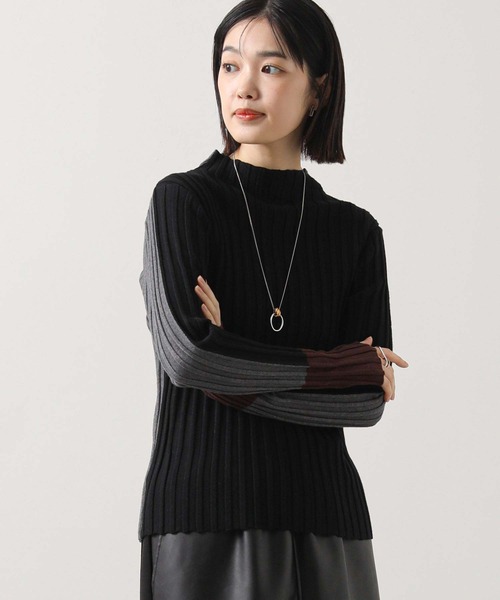 Gready Brilliant（グレディブリリアン）の「ウールリブトリコロールボトルネックニット（ニット/セーター・レディース・グレー系/ブラック系・FREE）」の10枚目の写真