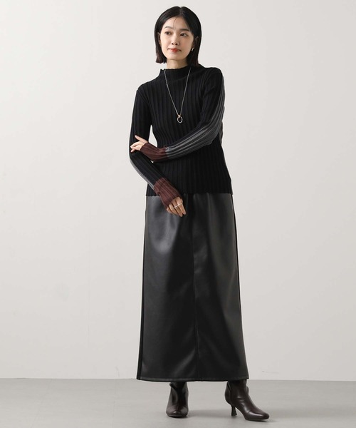 Gready Brilliant（グレディブリリアン）の「ウールリブトリコロールボトルネックニット（ニット/セーター・レディース・グレー系/ブラック系・FREE）」の6枚目の写真