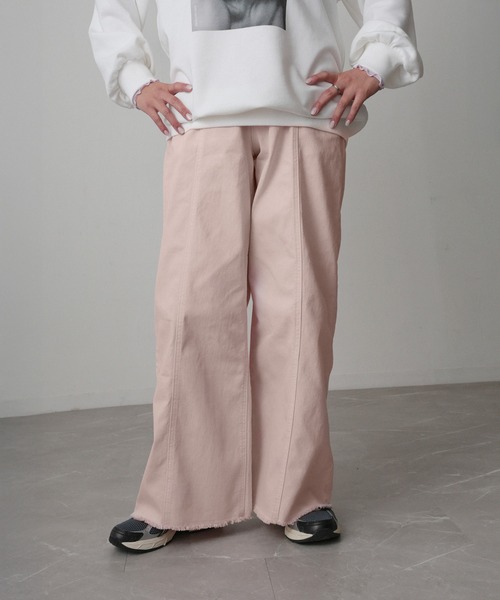 Floran（フローラン）の「ストレッチデニムワイドパンツ（デニムパンツ・レディース・グレー/ワンウォッシュ/ライトブルー/ピンク・FREE）」の11枚目の写真