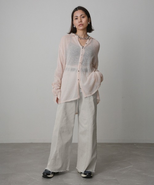 Floran（フローラン）の「ストレッチデニムワイドパンツ（デニムパンツ・レディース・グレー/ワンウォッシュ/ライトブルー/ピンク・FREE）」の15枚目の写真