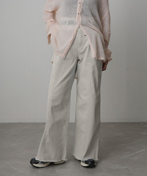 Floran（フローラン）の「ストレッチデニムワイドパンツ（デニムパンツ・レディース・グレー/ワンウォッシュ/ライトブルー/ピンク・FREE）」の14枚目の写真