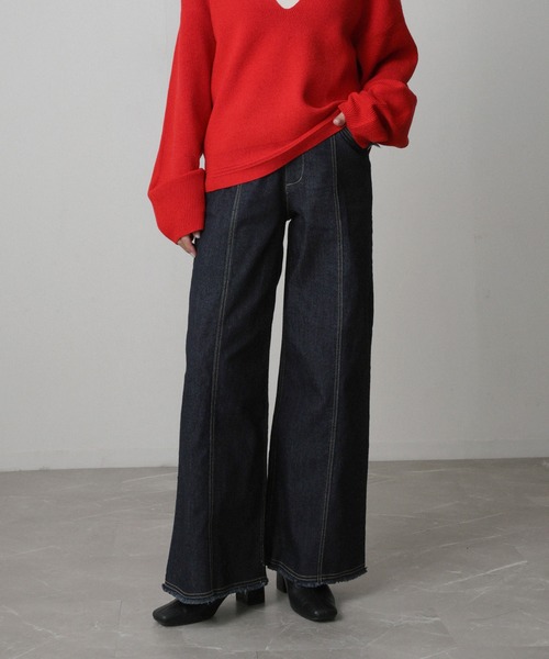 Floran（フローラン）の「ストレッチデニムワイドパンツ（デニムパンツ・レディース・グレー/ワンウォッシュ/ライトブルー/ピンク・FREE）」の22枚目の写真