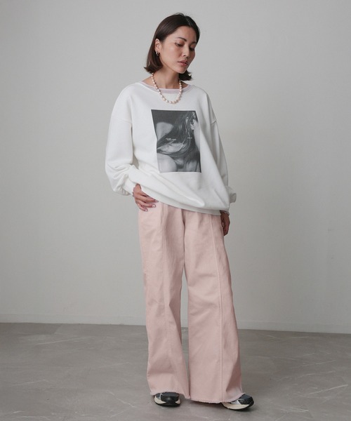 Floran（フローラン）の「ストレッチデニムワイドパンツ（デニムパンツ・レディース・グレー/ワンウォッシュ/ライトブルー/ピンク・FREE）」の13枚目の写真