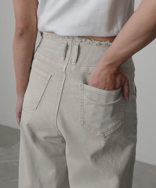 Floran（フローラン）の「ストレッチデニムワイドパンツ（デニムパンツ・レディース・グレー/ワンウォッシュ/ライトブルー/ピンク・FREE）」の9枚目の写真