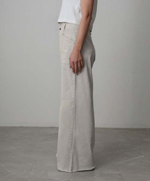 Floran（フローラン）の「ストレッチデニムワイドパンツ（デニムパンツ・レディース・グレー/ワンウォッシュ/ライトブルー/ピンク・FREE）」の6枚目の写真