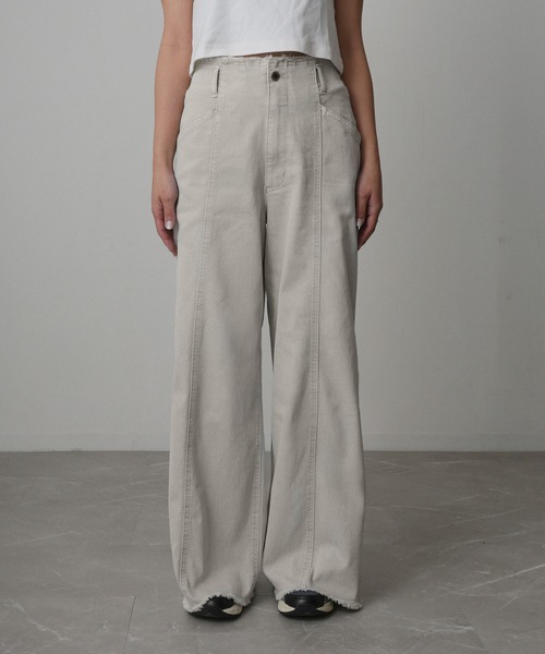 Floran（フローラン）の「ストレッチデニムワイドパンツ（デニムパンツ・レディース・グレー/ワンウォッシュ/ライトブルー/ピンク・FREE）」の5枚目の写真