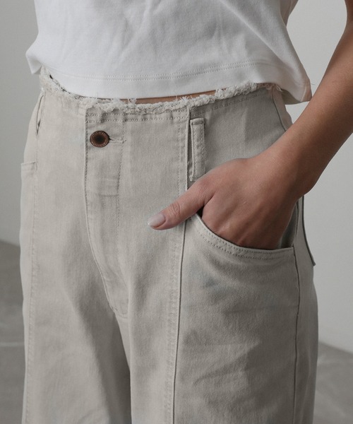 Floran（フローラン）の「ストレッチデニムワイドパンツ（デニムパンツ・レディース・グレー/ワンウォッシュ/ライトブルー/ピンク・FREE）」の10枚目の写真