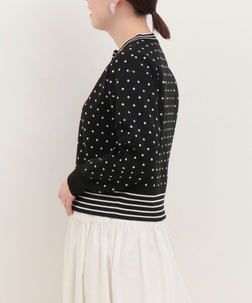 MICO COULIER（ミコクリエ）の「《セットアップ対応》エステルニットドットカーディガン（ニット/セーター・レディース・ライトグレー/ブラック・38）」の6枚目の写真