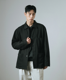 WHAGI（ワギ）の「Leather Collar Coverall Jacket (Black)（ミリタリージャケット）」
