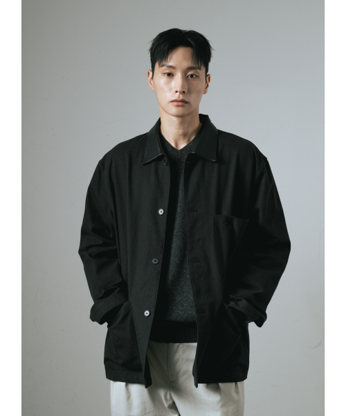 WHAGI（ワギ）の「Leather Collar Coverall Jacket (Black)（ミリタリージャケット・メンズ・その他・1(S)/2(M)/3(L)）」の3枚目の写真