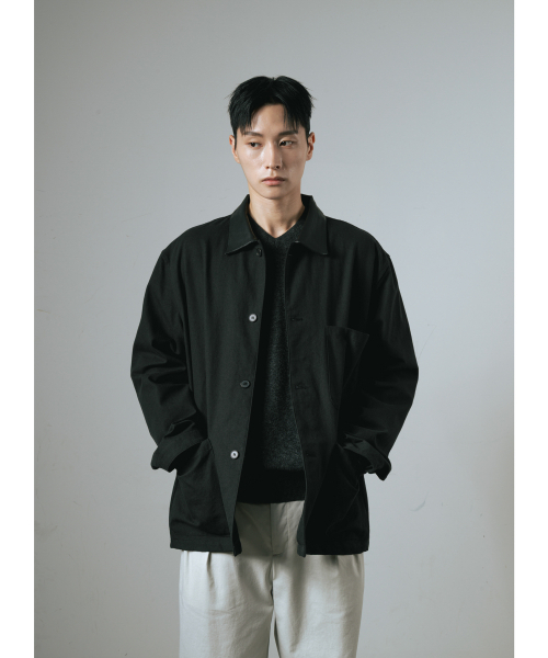 WHAGI（ワギ）の「Leather Collar Coverall Jacket (Black)（ミリタリージャケット・メンズ・その他・1(S)/2(M)/3(L)）」の4枚目の写真