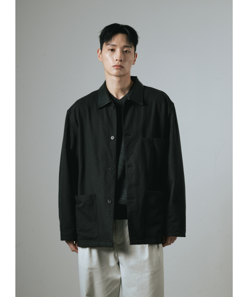 WHAGI（ワギ）の「Leather Collar Coverall Jacket (Black)（ミリタリージャケット・メンズ・その他・1(S)/2(M)/3(L)）」の6枚目の写真