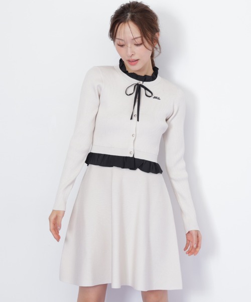 JILL by JILL STUART（ジルバイジルスチュアート）の「レイヤードミニニットアップ（ワンピース・レディース・ピンク/ホワイト/ブラック・FREE）」の2枚目の写真