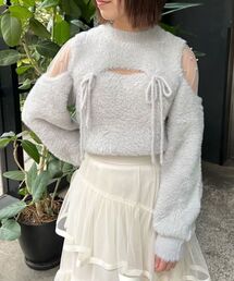 デコルテオープンシアーショルダーニット