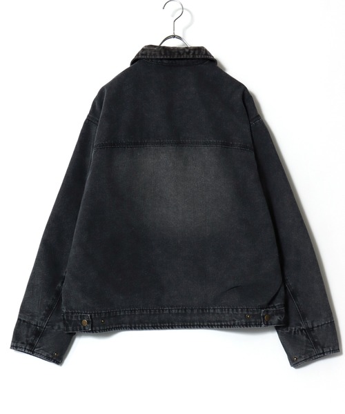 Jungle Storm(ジャングルストーム)の「2026SS VINTAGELIKE DUCK/DENIM HUNTING BLOUSON オーバーサイズ ダック/デニム 襟コーデュロイ スウィングトップ ライトブルゾン ワークジャケット レディース メンズ(ブルゾン・メンズ・チャコール/ブルー/ブラック・L/M)」の5枚目の写真