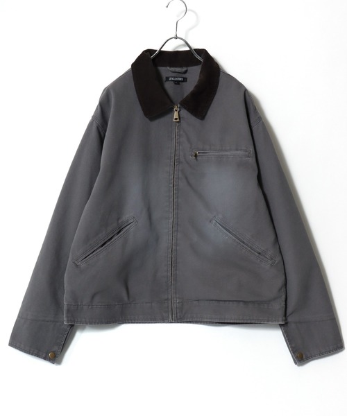 Jungle Storm(ジャングルストーム)の「2026SS VINTAGELIKE DUCK/DENIM HUNTING BLOUSON オーバーサイズ ダック/デニム 襟コーデュロイ スウィングトップ ライトブルゾン ワークジャケット レディース メンズ(ブルゾン・メンズ・チャコール/ブルー/ブラック・L/M)」の6枚目の写真