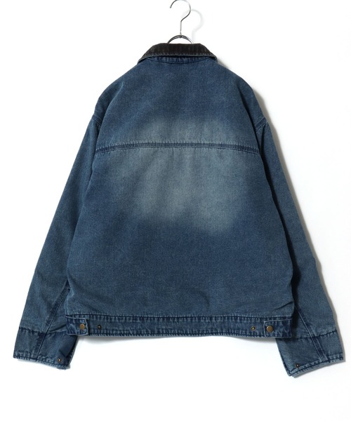 Jungle Storm(ジャングルストーム)の「2026SS VINTAGELIKE DUCK/DENIM HUNTING BLOUSON オーバーサイズ ダック/デニム 襟コーデュロイ スウィングトップ ライトブルゾン ワークジャケット レディース メンズ(ブルゾン・メンズ・チャコール/ブルー/ブラック・L/M)」の9枚目の写真