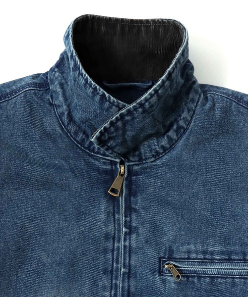 Jungle Storm(ジャングルストーム)の「2026SS VINTAGELIKE DUCK/DENIM HUNTING BLOUSON オーバーサイズ ダック/デニム 襟コーデュロイ スウィングトップ ライトブルゾン ワークジャケット レディース メンズ(ブルゾン・メンズ・チャコール/ブルー/ブラック・L/M)」の11枚目の写真