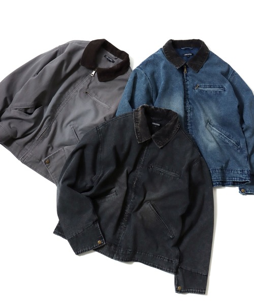 Jungle Storm(ジャングルストーム)の「2026SS VINTAGELIKE DUCK/DENIM HUNTING BLOUSON オーバーサイズ ダック/デニム 襟コーデュロイ スウィングトップ ライトブルゾン ワークジャケット レディース メンズ(ブルゾン・メンズ・チャコール/ブルー/ブラック・L/M)」の19枚目の写真