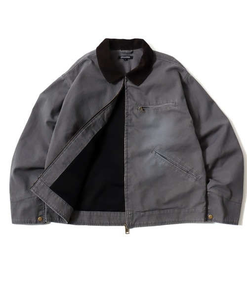 Jungle Storm(ジャングルストーム)の「2026SS VINTAGELIKE DUCK/DENIM HUNTING BLOUSON オーバーサイズ ダック/デニム 襟コーデュロイ スウィングトップ ライトブルゾン ワークジャケット レディース メンズ(ブルゾン・メンズ・チャコール/ブルー/ブラック・L/M)」の22枚目の写真