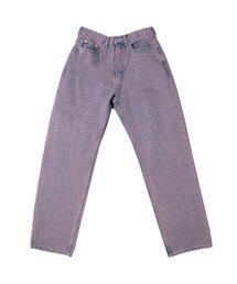 ユニセックス ダイングカラー ワイドデニムパンツ-ダスティピンク