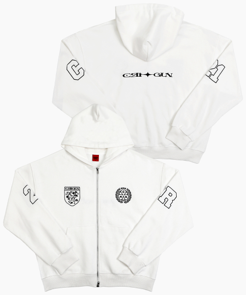 Club Jersey zip‑up hoodie Raw White