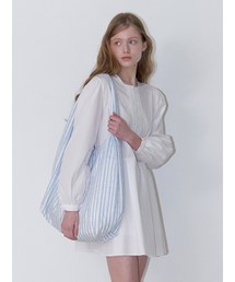 KINDABABY（カインダベイビー）の「lace stripe oversized bag - blue（エコバッグ/サブバッグ）」