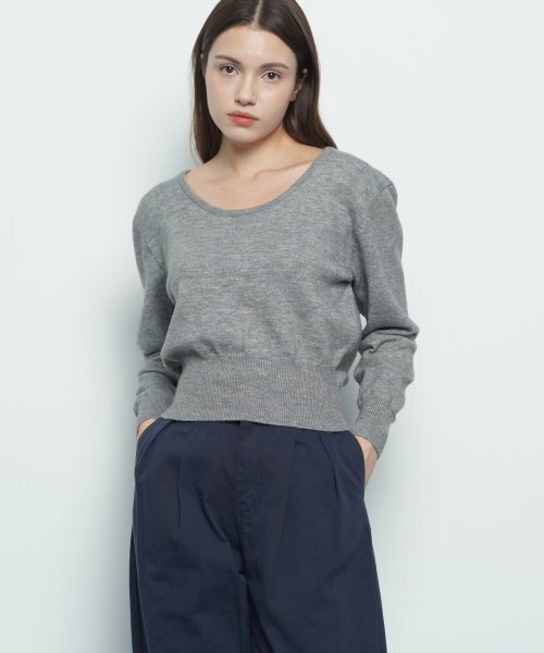 THE-ABON(エイボン)の「W39 slim round knit grey(ニット/セーター・レディース・グレー・FREE)」の1枚目の写真