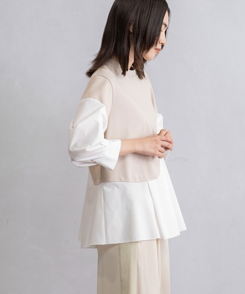 MARECHAL TERRE(マルシャルテル)の「カーブデザインAライントップス(Tシャツ/カットソー・レディース・オフホワイト/ネイビー/ベージュ/ブラック・MEDIUM)」の15枚目の写真