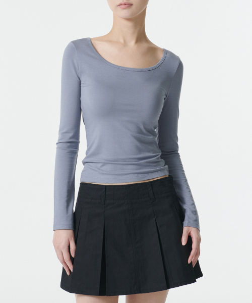 MUSINSA STANDARD WOMAN（ムシンサスタンダードウーマン）の「ウィメンズテンセルスリムバレリーナ長袖Tシャツ[ブルーグレー]（Tシャツ/カットソー・レディース・その他・LARGE/MEDIUM/SMALL/X-SMALL）」の2枚目の写真