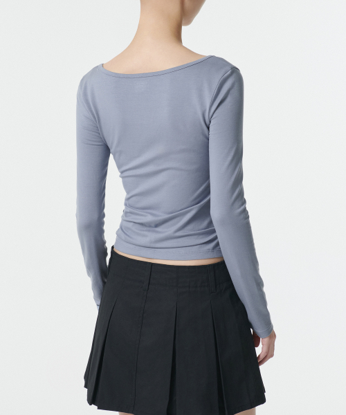 MUSINSA STANDARD WOMAN（ムシンサスタンダードウーマン）の「ウィメンズテンセルスリムバレリーナ長袖Tシャツ[ブルーグレー]（Tシャツ/カットソー・レディース・その他・LARGE/MEDIUM/SMALL/X-SMALL）」の3枚目の写真
