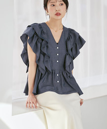 NOBLE（ノーブル）の「【洗える】ウォーターエッジフリルブラウス（シャツ/ブラウス）」