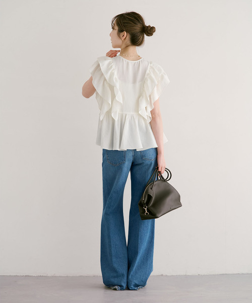 Noble（ノーブル）の「ウォーターエッジフリルブラウス（シャツ/ブラウス・レディース・ブルー/ホワイト/レッド・FREE）」の14枚目の写真