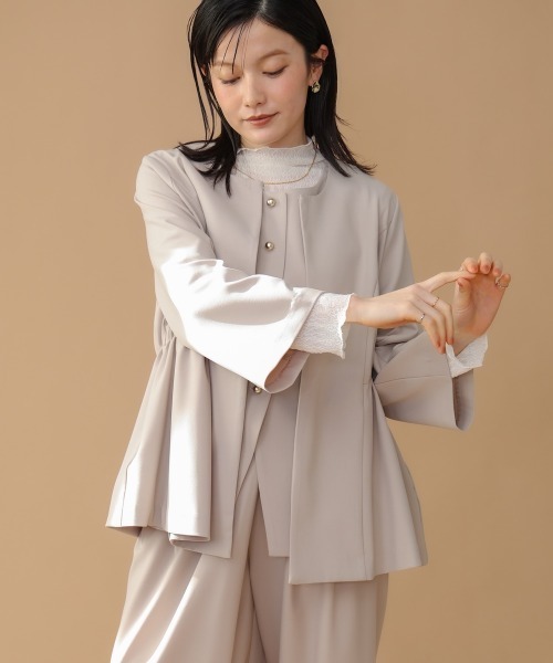 Bou Jeloud（ブージュルード）の「ノーカラージャケット（ノーカラージャケット・レディース・ネイビー/ベージュ・FREE）」の8枚目の写真