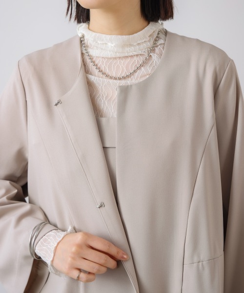 Bou Jeloud（ブージュルード）の「ノーカラージャケット（ノーカラージャケット・レディース・ネイビー/ベージュ・FREE）」の15枚目の写真