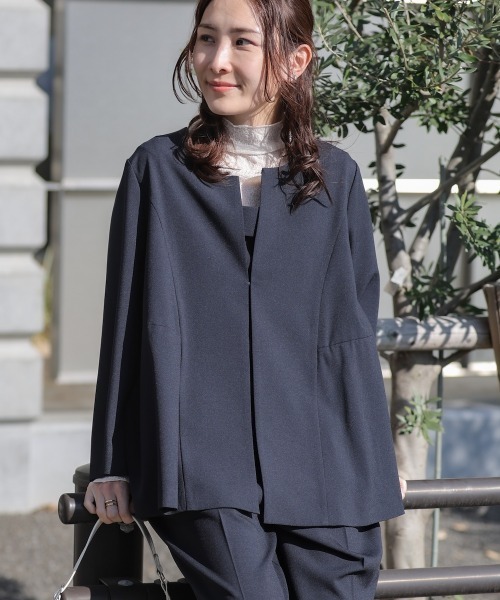 Bou Jeloud（ブージュルード）の「ノーカラージャケット（ノーカラージャケット・レディース・ネイビー/ベージュ・FREE）」の21枚目の写真