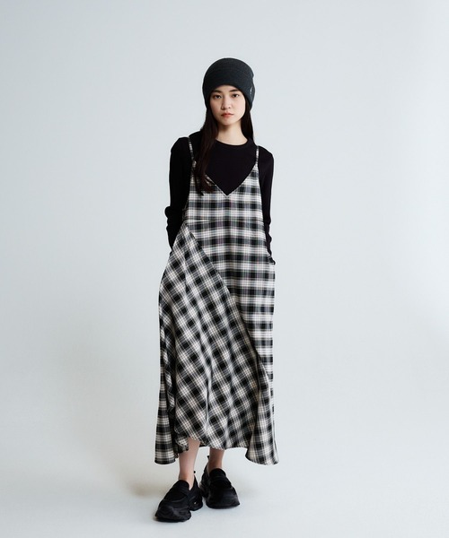 JEANASIS（ジーナシス）の「チェックキャミドレス/645453（ワンピース・レディース・ブラック系その他/ブラウン系その他・FREE）」の2枚目の写真