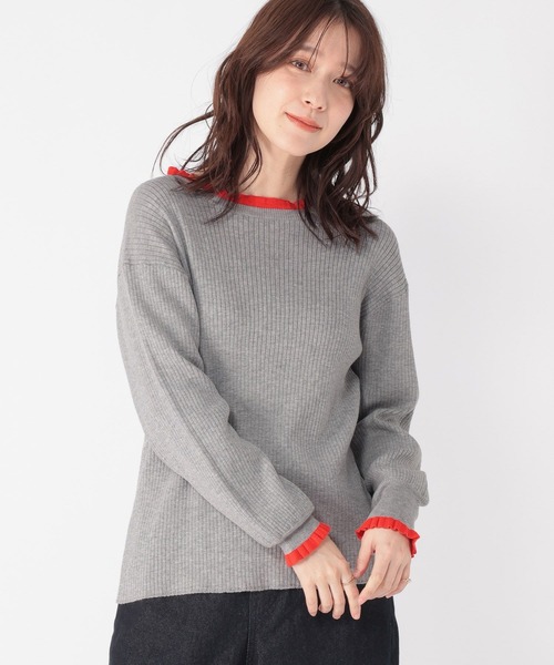 studio CLIP（スタディオクリップ）の「12ゲージプチフリルハイネックプルオーバー（ニット/セーター・レディース・ネイビー/グレー/オフホワイト/ライトグリーン・FREE）」の10枚目の写真