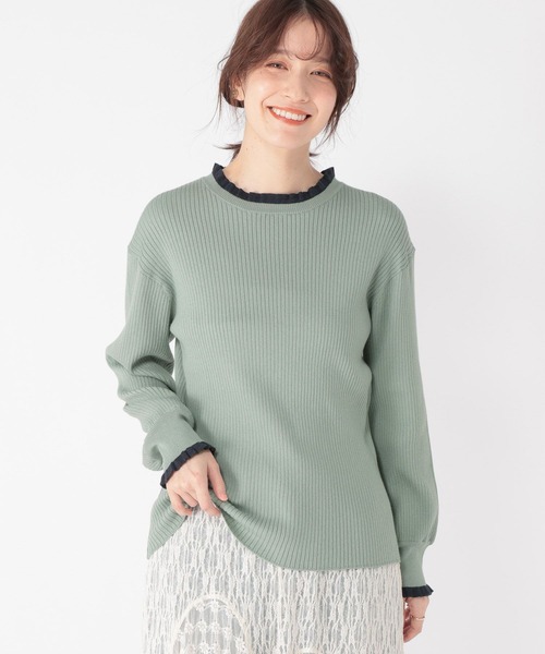 studio CLIP（スタディオクリップ）の「12ゲージプチフリルハイネックプルオーバー（ニット/セーター・レディース・ネイビー/グレー/オフホワイト/ライトグリーン・FREE）」の13枚目の写真