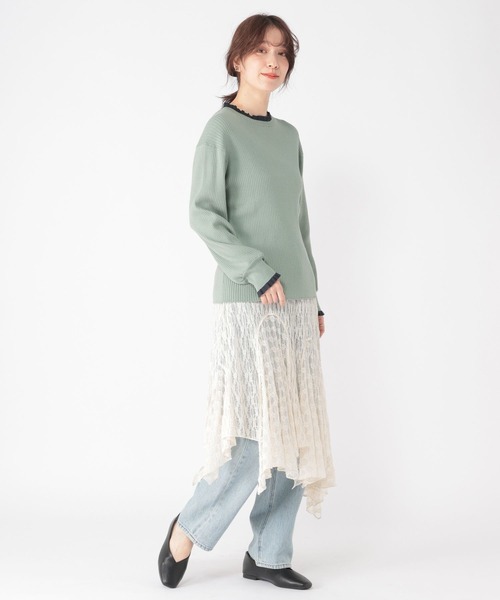 studio CLIP（スタディオクリップ）の「12ゲージプチフリルハイネックプルオーバー（ニット/セーター・レディース・ネイビー/グレー/オフホワイト/ライトグリーン・FREE）」の16枚目の写真