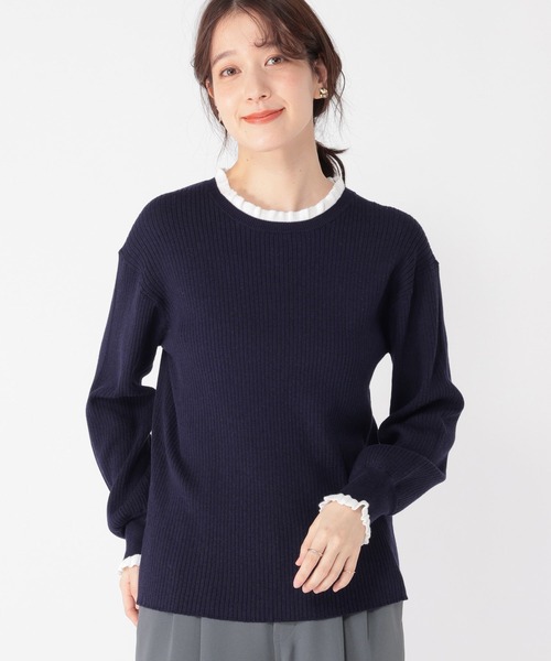 studio CLIP（スタディオクリップ）の「12ゲージプチフリルハイネックプルオーバー（ニット/セーター・レディース・ネイビー/グレー/オフホワイト/ライトグリーン・FREE）」の17枚目の写真