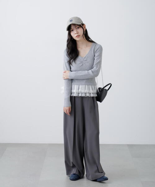 FREE'S MART（フリーズマート）の「◆レイヤードデザインリブニット（ニット/セーター・レディース・グレー/ネイビー/イエロー・FREE）」の7枚目の写真