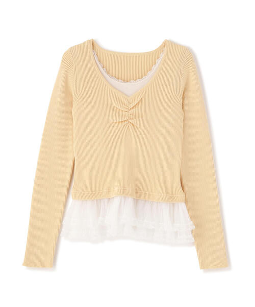 FREE'S MART（フリーズマート）の「◆レイヤードデザインリブニット（ニット/セーター・レディース・グレー/ネイビー/イエロー・FREE）」の9枚目の写真